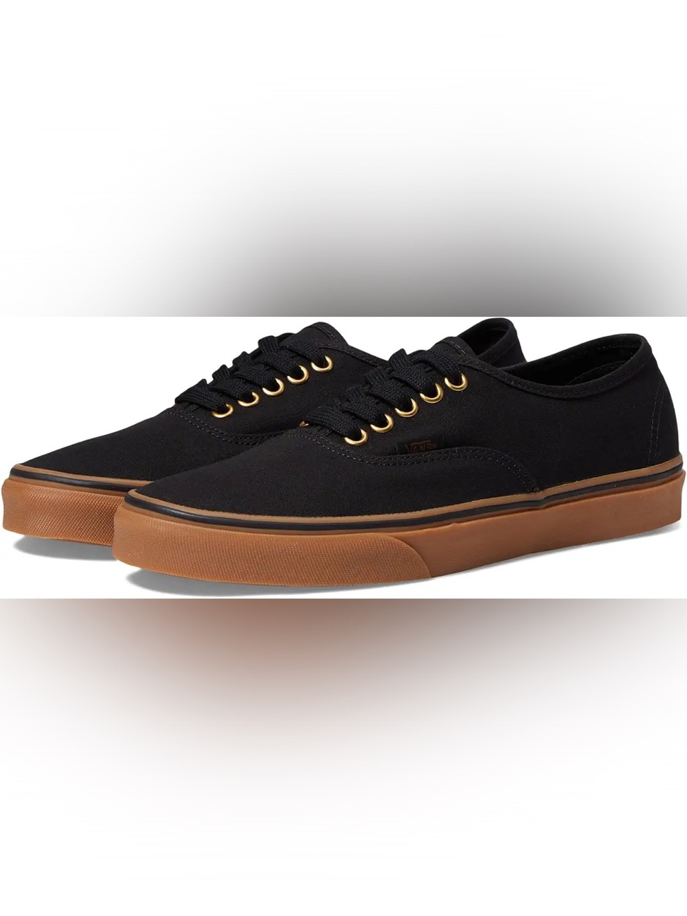 Vans | NWOT Black Canvas Skate Sneakers with Gum Sole and Gold Eyelets Unisex